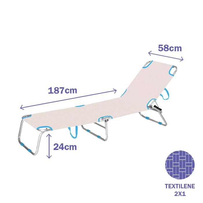 Marbueno Αλουμίνιο Εύκαμπτο Solseng 187 x 24 x 58 cm