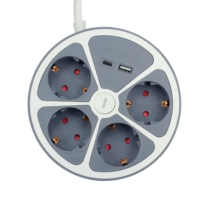 TM Electron Πολύπριζο με 3 Πρίζες με διακόπτη TMUAD554CB Λευκό Γκρι 3680 W 30 W 1,5 m