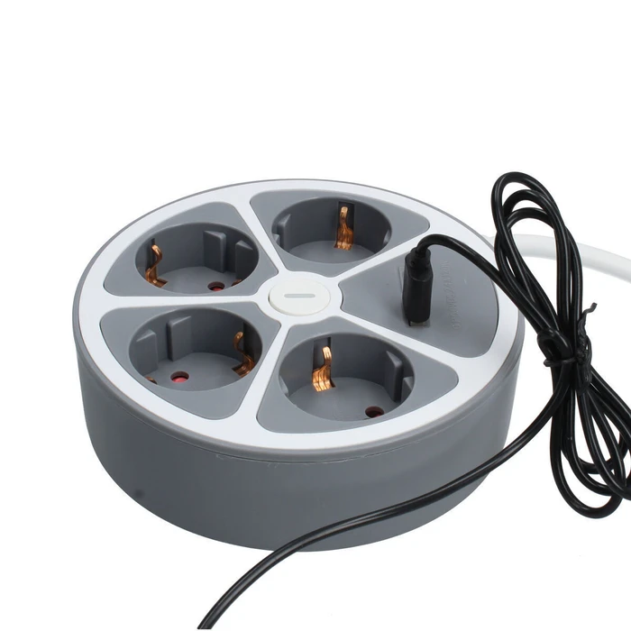 TM Electron Πολύπριζο με 3 Πρίζες με διακόπτη TMUAD554CB Λευκό Γκρι 3680 W 30 W 1,5 m