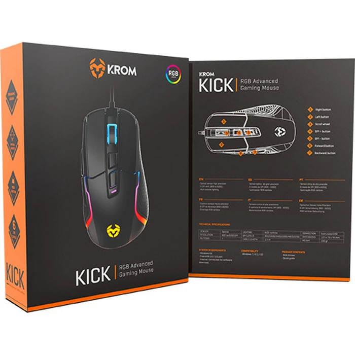 Krom Kick RGB Gaming Ποντίκι 6200 DPI Μαύρο