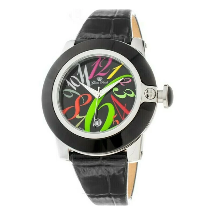 Glam Rock Women's Watch GR32018 - 44mm Black Leather Strap