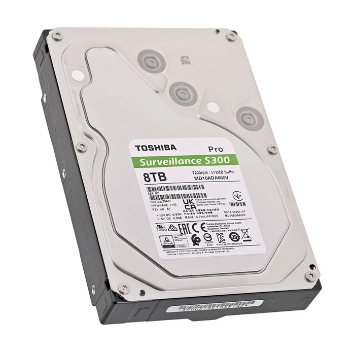 Toshiba S300 Pro Surveillance Bulk 8TB Σκληρός Δίσκος 3.5" SATA III 7200rpm 512MB Cache NAS MD10ADA800V