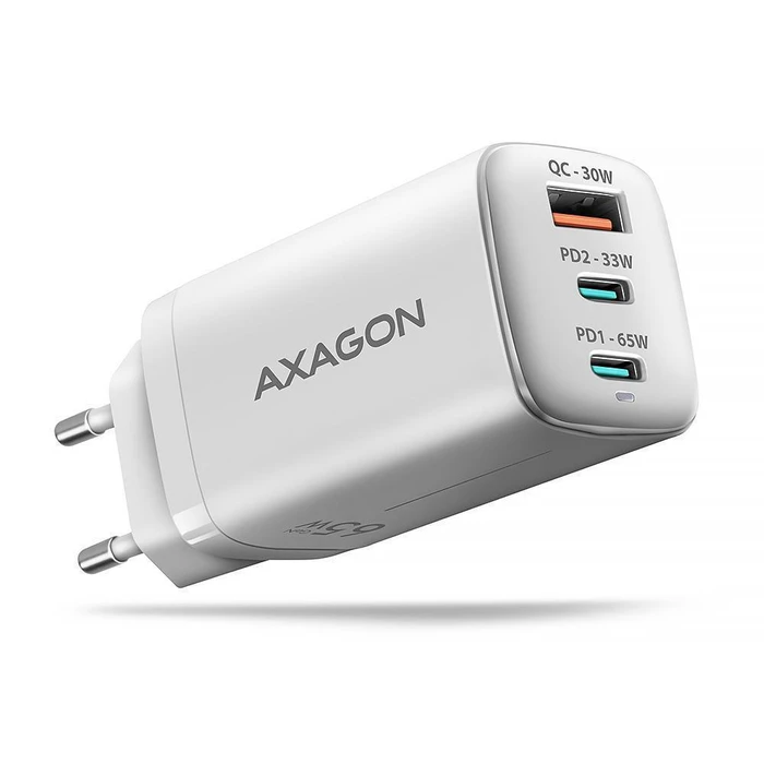 Φορτιστής τοίχου Axagon ACU-DPQ65 65W (GaN) - 3 θύρες (2x USB-C PD, 1x USB-A)
