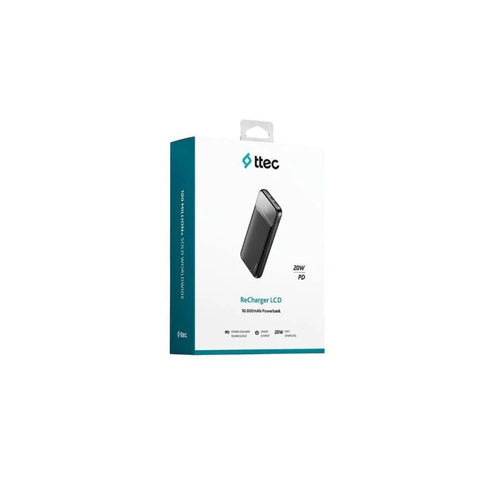 ttec ReCharger LCD 10.000mAh PD 20W Powerbank Black (2BB233S) (TTEC2BB233S)