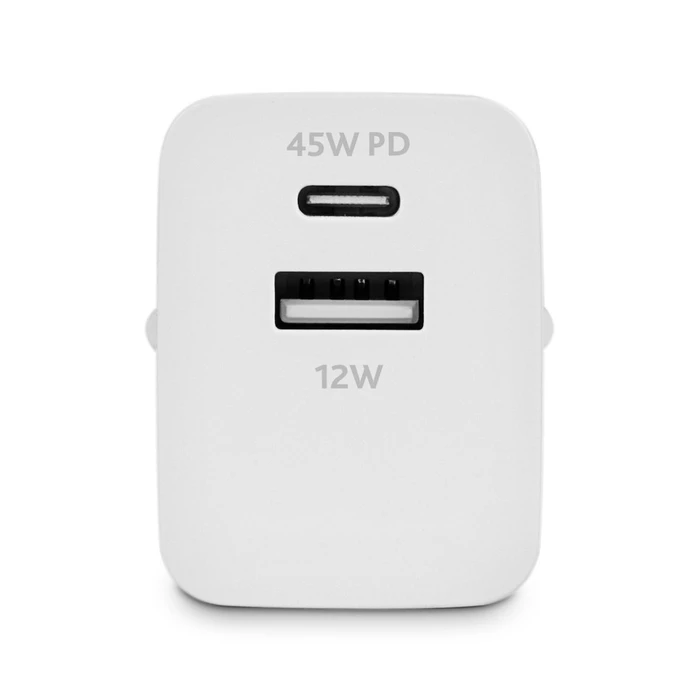 TTEC SmartCharger Duo 45W PD Travel Charger USB-C USB-A White