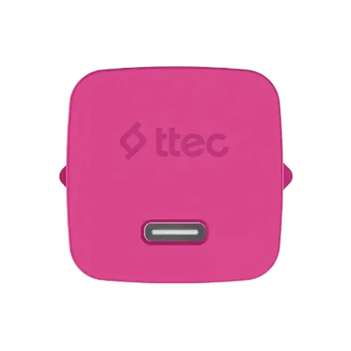 ttec SmartCharger GAN 45W PD Travel Fast Charger+ USB-C - USB-C 3A Cable Neon Pink (2SCG45CNP) (TTEC2SCG45CNP)