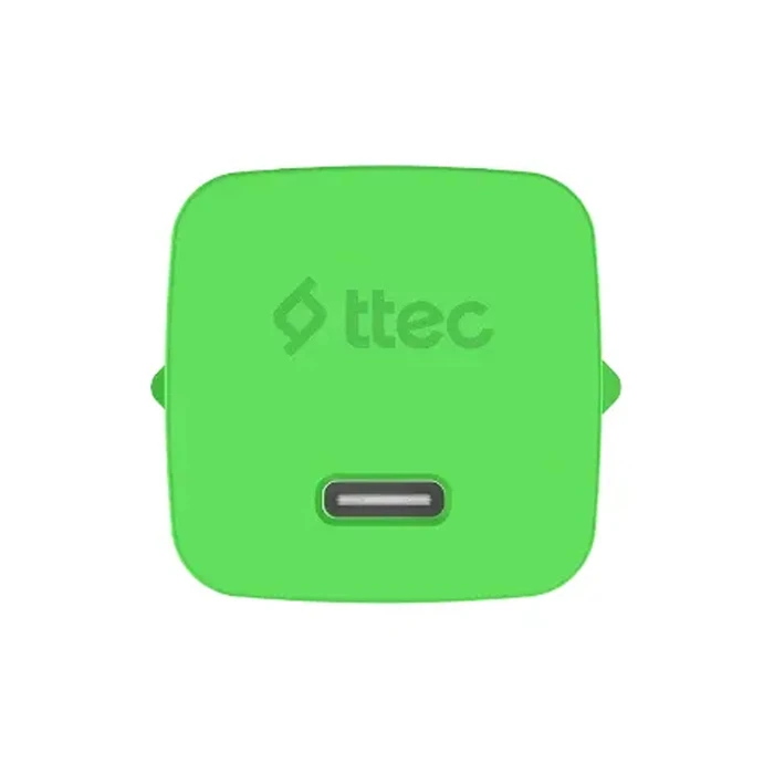 ttec SmartCharger GAN 45W PD Travel Fast Charger+ USB-C - USB-C 3A Cable Neon Green (2SCG45CNY) (TTEC2SCG45CNY)