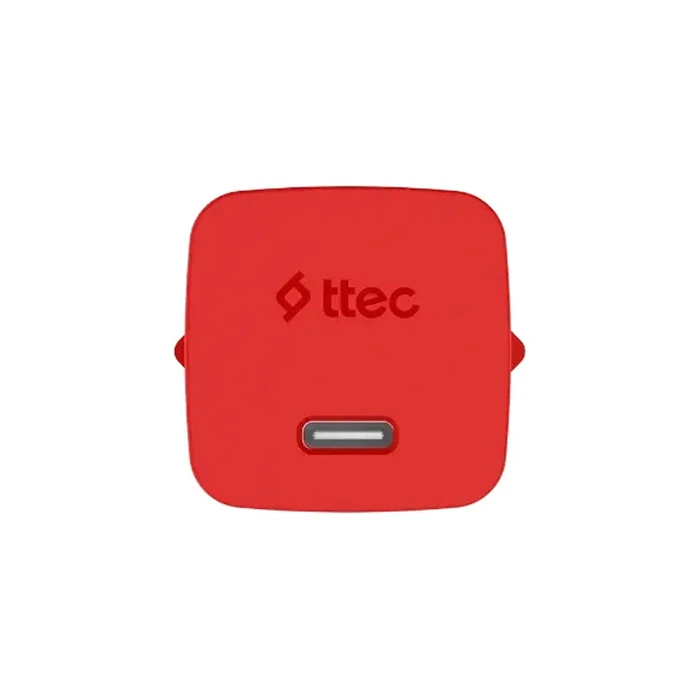 ttec SmartCharger GAN 45W PD Travel Fast Charger+ USB-C - USB-C 3A Cable Neon Red (2SCG45CNK) (TTEC2SCG45CNK)
