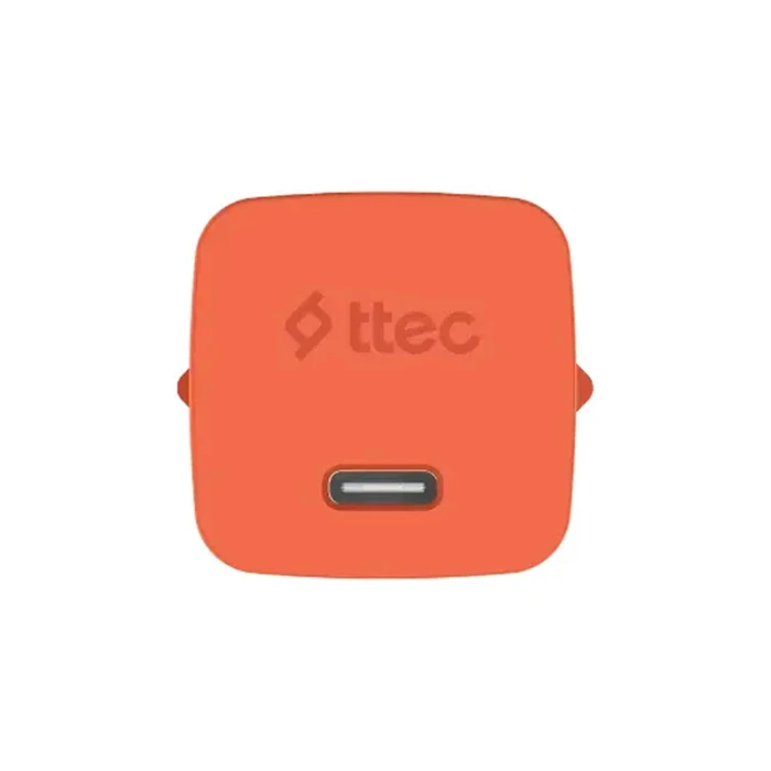 ttec SmartCharger GAN 45W PD Travel Fast Charger+ USB-C - USB-C 3A Cable Neon Orange (2SCG45CNT) (TTEC2SCG45CNT)