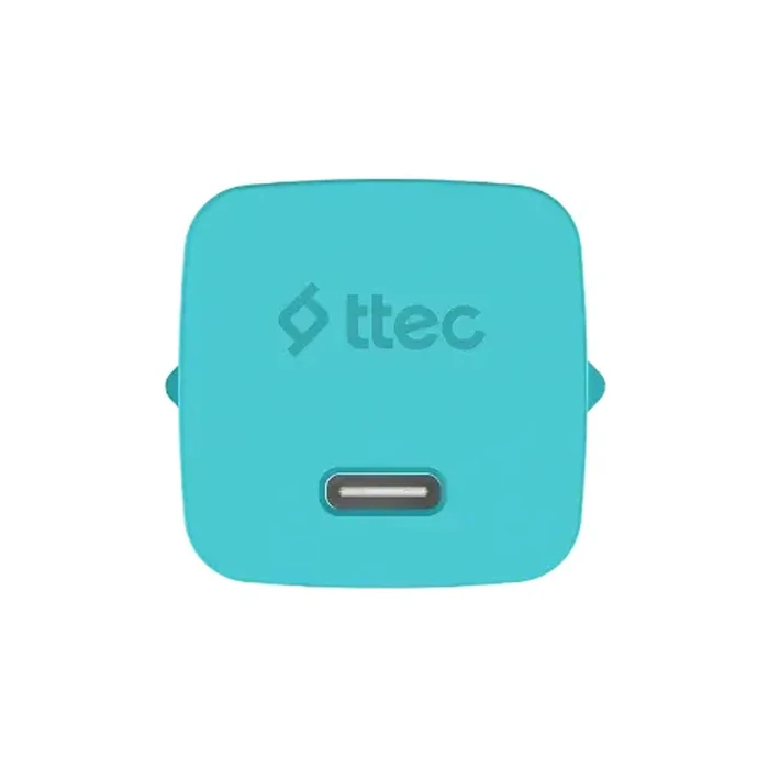 ttec SmartCharger GAN 45W PD Travel Fast Charger+ USB-C - USB-C 3A Cable Neon Blue (2SCG45CNM) (TTEC2SCG45CNM)