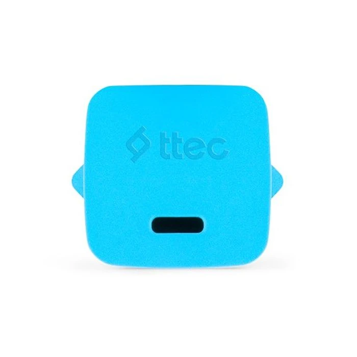 TTEC Φορτιστής Ταξιδιού SmartCharger GaN 20W PD με Καλώδιο USB C σε Lightning 120 cm Neon Blue
