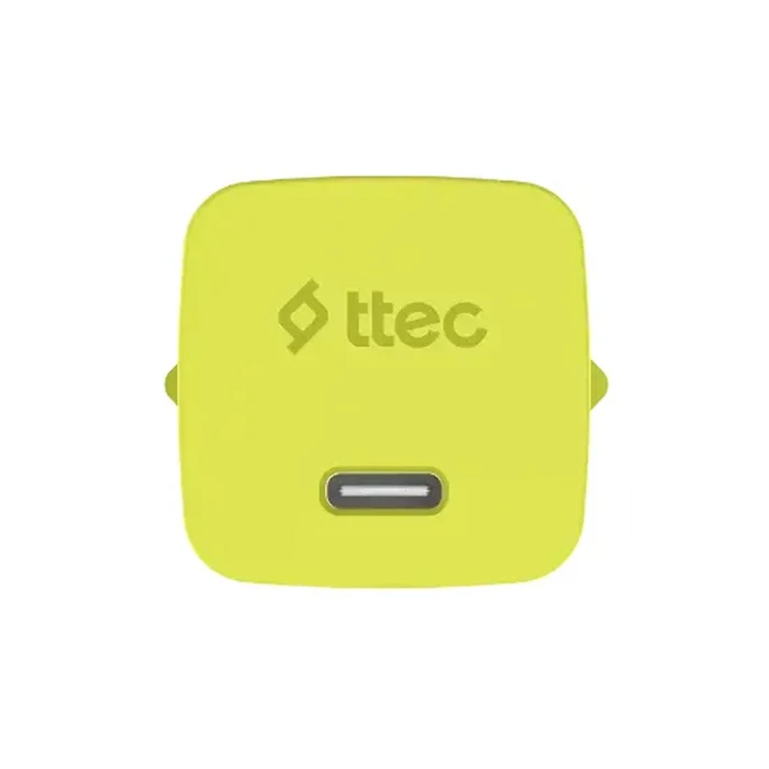 ttec SmartCharger GAN 45W PD Travel Fast Charger+ USB-C - USB-C 3A Cable Neon Yellow (2SCG45CNS) (TTEC2SCG45CNS)