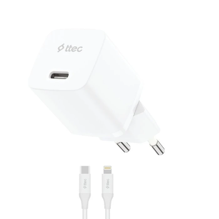 TTEC Φορτιστής Travel SmartCharger GaN 30W PD με Καλώδιο USB C σε Lightning Λευκό