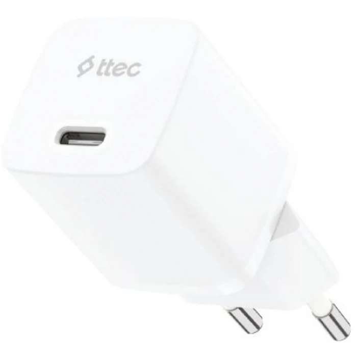 TTEC SmartCharger Travel Charger 20W PD GAN USB C White