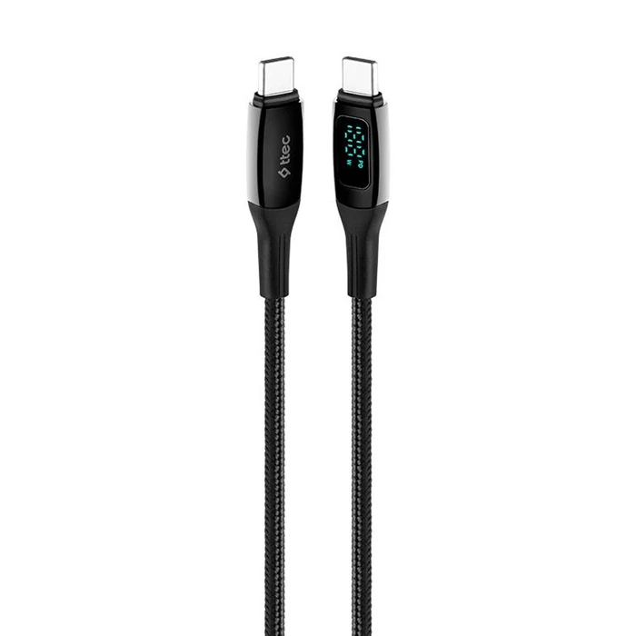 USB C to USB C TTEC AlumiCable LCD 100W Fast Charge Cable 150cm Black