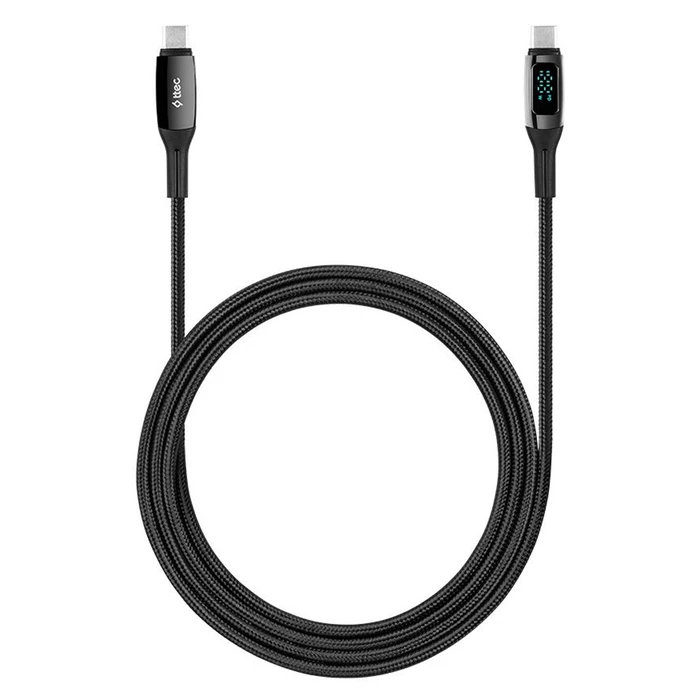 USB C to USB C TTEC AlumiCable LCD 100W Fast Charge Cable 150cm Black