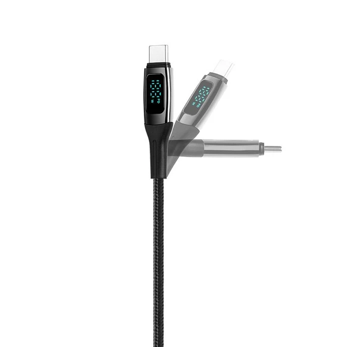 USB C to USB C TTEC AlumiCable LCD 100W Fast Charge Cable 150cm Black