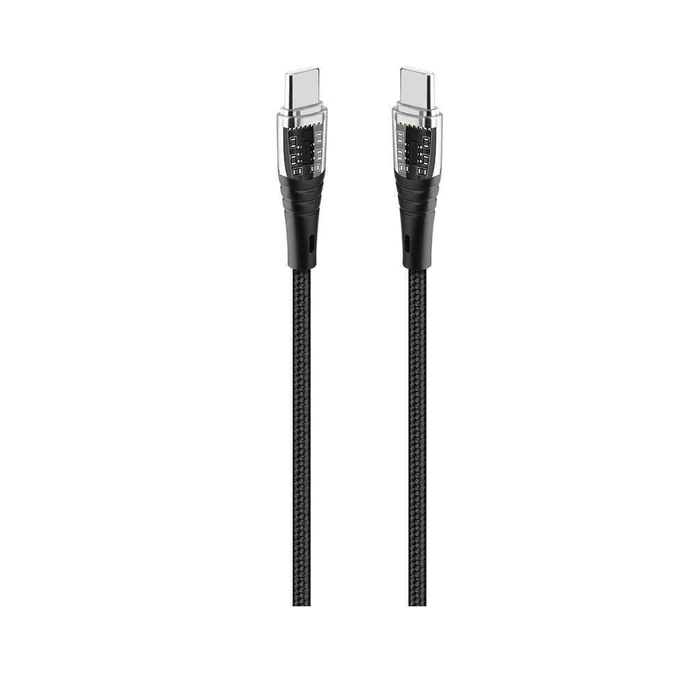 TTEC Cable AlumiCable Transparan Type C to Type C 60W Fast Charge Cable Black 120cm