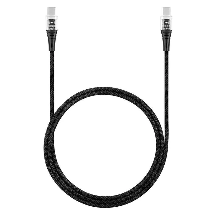 TTEC Cable AlumiCable Transparan Type C to Type C 60W Fast Charge Cable Black 120cm