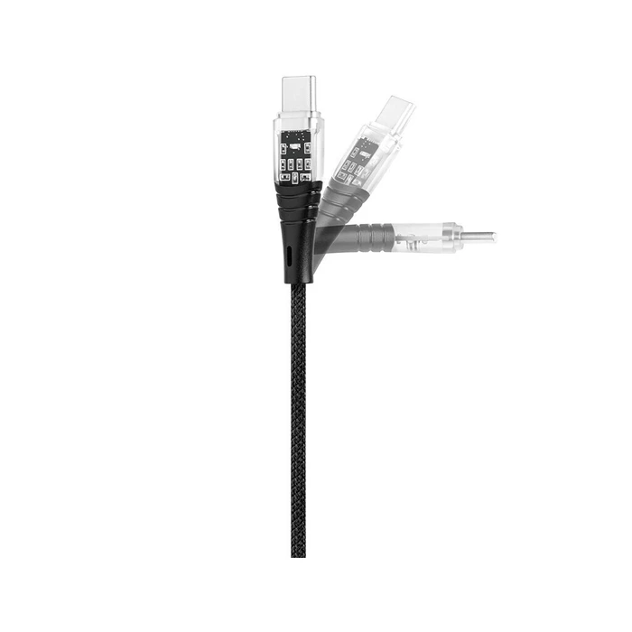TTEC Cable AlumiCable Transparan Type C to Type C 60W Fast Charge Cable Black 120cm
