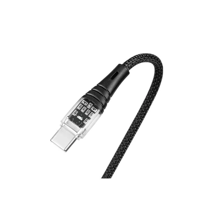TTEC Cable AlumiCable Transparan Type C to Type C 60W Fast Charge Cable Black 120cm