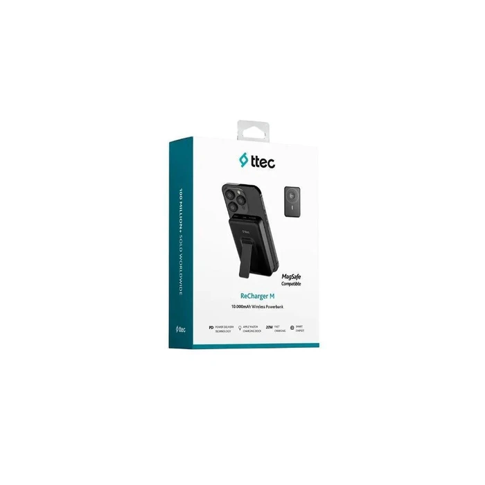 ttec ReCharger M 10.000mAh MagSafe Compatible PD 20W Wireless Powerbank (2BB240S) (TTEC2BB240S)