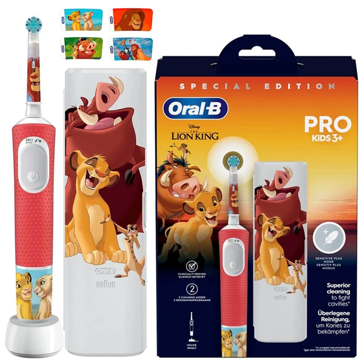 Oral-B Vitality Pro Παιδική Ηλεκτρική Οδοντόβουρτσα με Χρονόμετρο για 3+ Χρονών Lion King & Θήκη Ταξιδιού