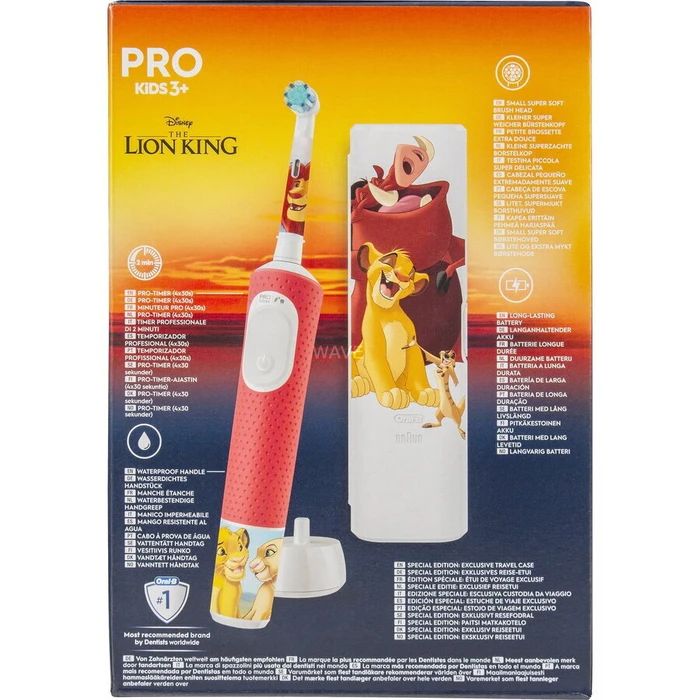 Oral-B Vitality Pro Παιδική Ηλεκτρική Οδοντόβουρτσα με Χρονόμετρο για 3+ Χρονών Lion King & Θήκη Ταξιδιού