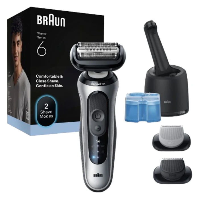 Ηλεκτρική ξυριστική μηχανή Braun Series 6 62-S7650cc (ασημί/μαύρο) με SmartCare Center