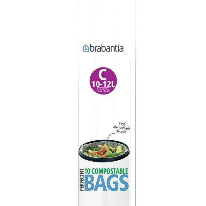 Brabantia Σακούλες Απορριμμάτων PerfectFit Compostable Typ C 10-12 L 10 Τεμάχια