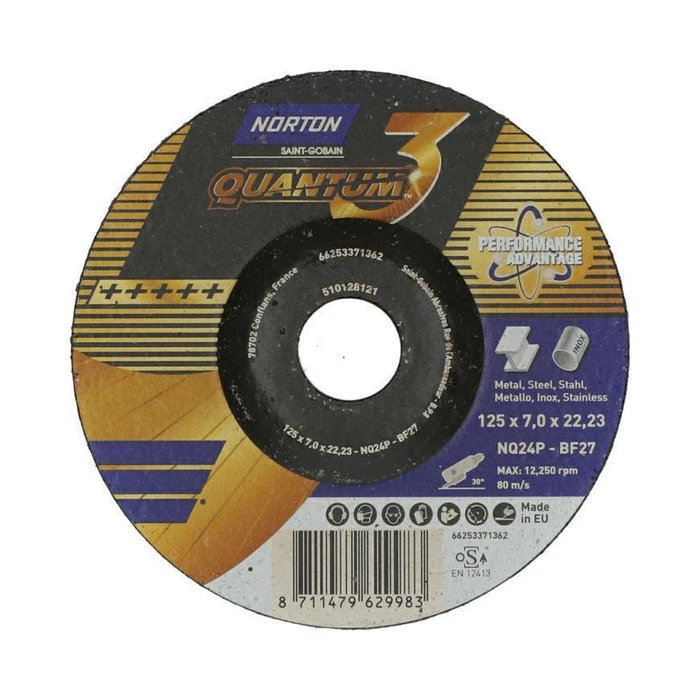Norton Quatnum Metal Cutting/Grinding Disc 125mm x 7.0mm x 22.2mm T27