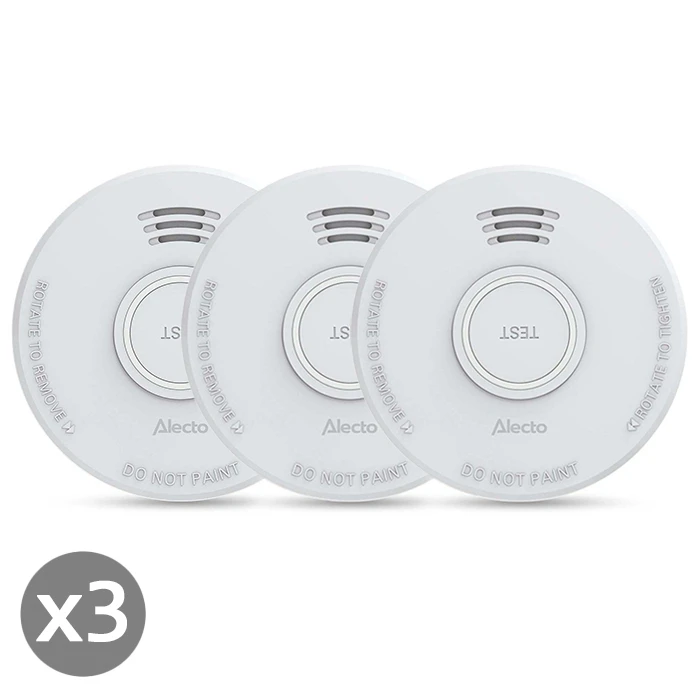 ALECTO Ανιχνευτής καπνού SD110 X3 φωτοηλεκτρικός με σειρήνα 85dB και ειδοποίηση χαμηλής μπαταρίας