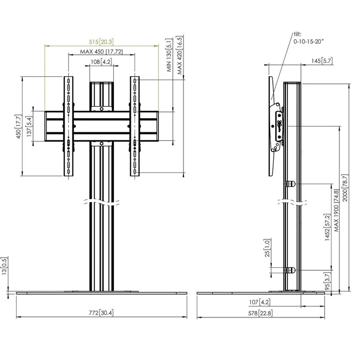 Vogel's F2044 Connect-it Kit - Βάση Τηλεόρασης Δαπέδου έως 65" (VESA 400x400) 80 kg