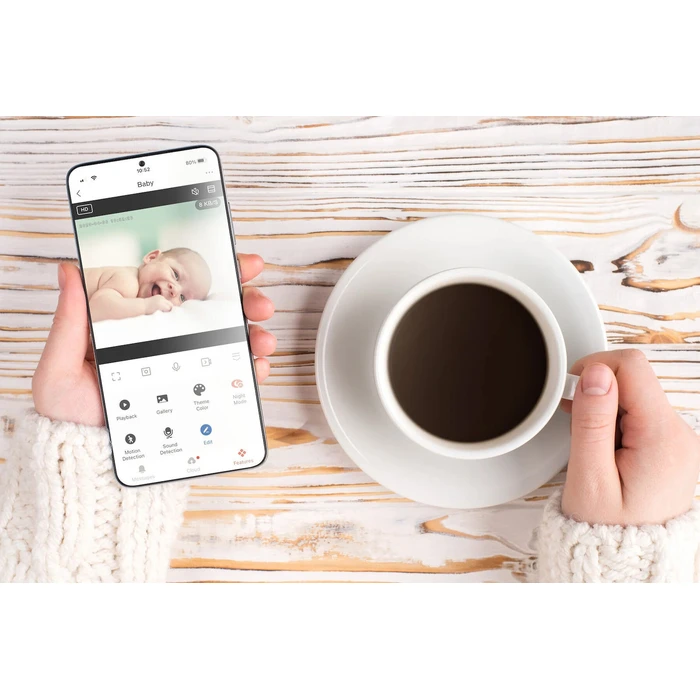 Μόνιτορ μωρού Alecto Wi‑Fi με κάμερα HD 1080p, νυχτερινή όραση, αμφίδρομη επικοινωνία, λευκό SMARTBABY5