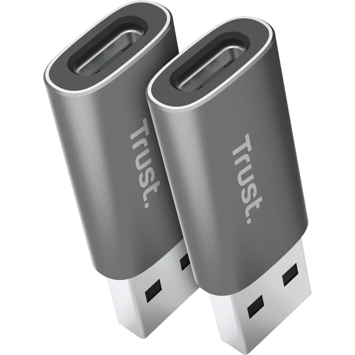 Trust Μετατροπέας USB-A male σε USB-C female Γκρι 2τμχ 25573