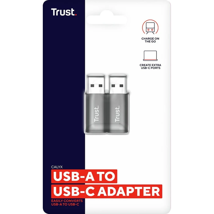 Trust Μετατροπέας USB-A male σε USB-C female Γκρι 2τμχ 25573