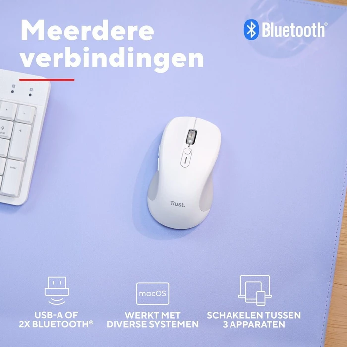 Trust 25674 Ασύρματο Bluetooth Ποντίκι Λευκό