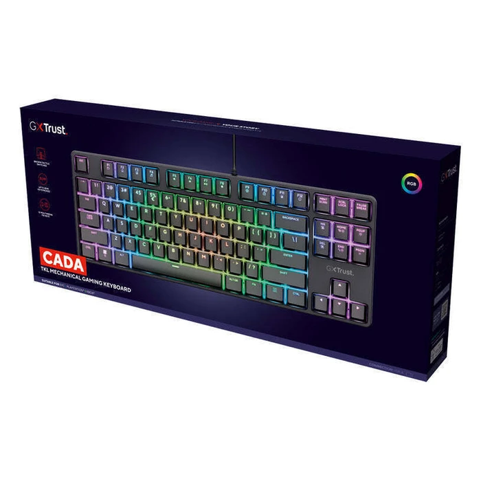Trust GXT 864 CADA TKL Mechanical Gaming Keyboard - Huano Brown switches, RGB, USB Type-A, Tenkeyless, Black