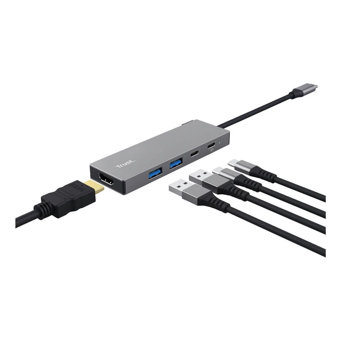Trust Hub 4 Θυρών με σύνδεση USB-C / USB-A Γκρι 26062