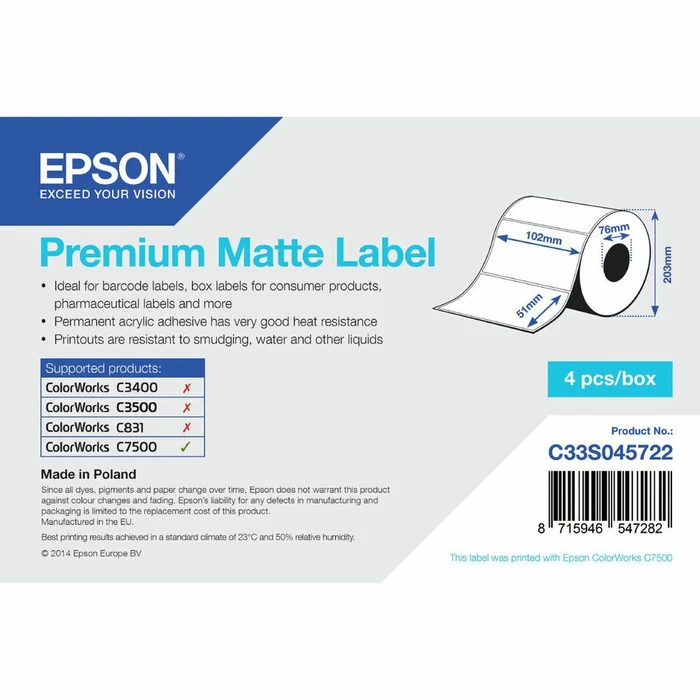 Epson Premium Matte Αυτοκόλλητες Ετικέτες σε Ρολό 102x51mm (2310 ετικέτες)