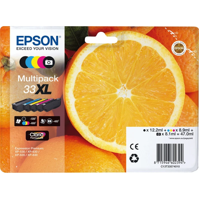 Epson Original Easy Mail Packing 33XL Orange Ink Cartridges - 5er Multipack (C13T33574510)