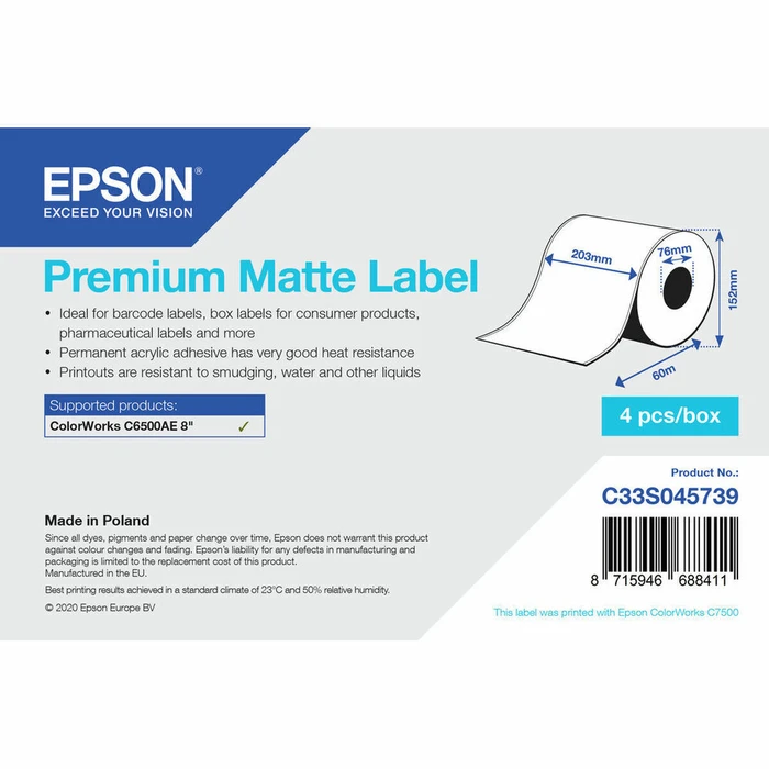 Epson C33S045739 Adhesive Labels on Roll for Label Printer 203x203 mm
