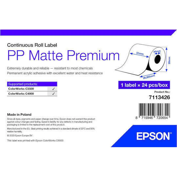 Epson Ταινία Ετικετογράφου Λευκή S55180469 (Συμβατή με Dymo Rhino/IND)