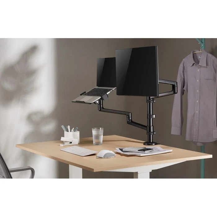 Gembird MA-DA-04 Dual Monitor Mount with Notebook Tray (Black)