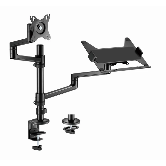 Gembird MA-DA-04 Dual Monitor Mount with Notebook Tray (Black)