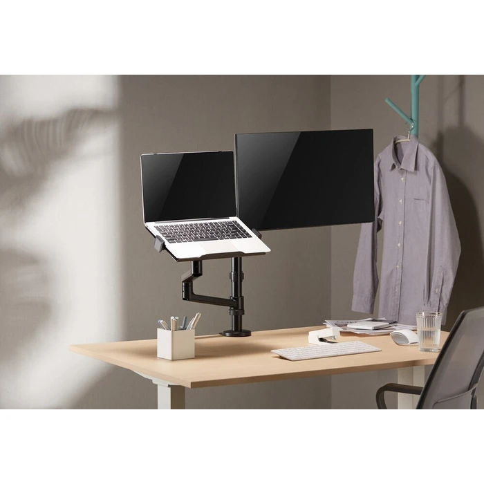 Gembird MA-DA-04 Dual Monitor Mount with Notebook Tray (Black)