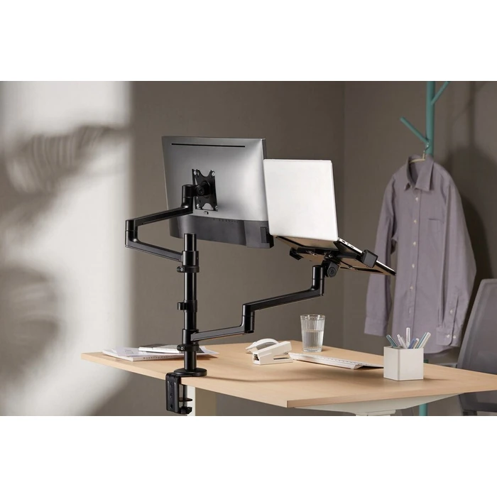 Gembird MA-DA-04 Dual Monitor Mount with Notebook Tray (Black)