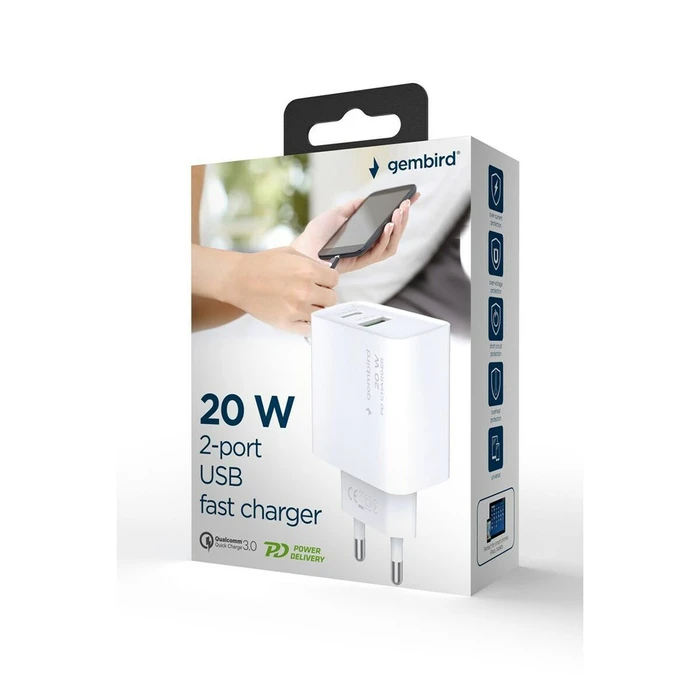 Gembird USB Type-C Fast Charger 20W Black (TA-UC-PDQC20-01-W)
