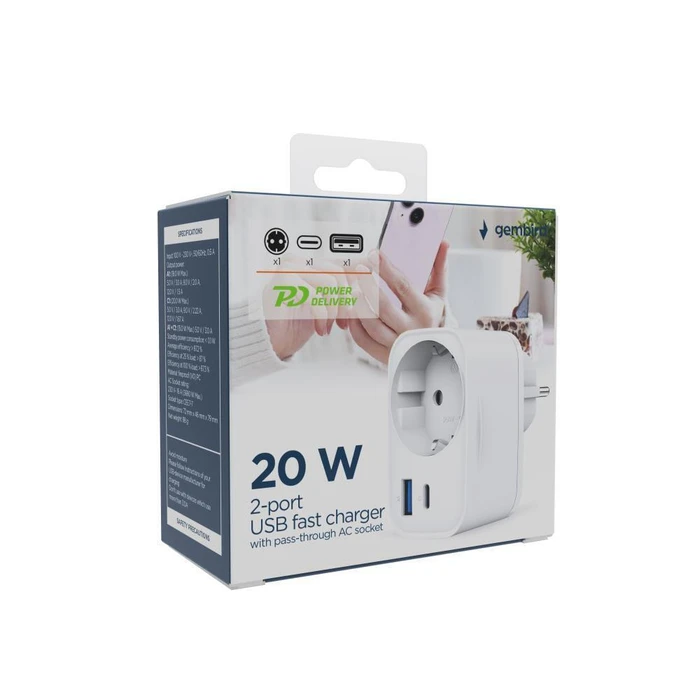 Φορτιστής USB Universal 20W Gembird TA-ACPDQC20-01-W (Λευκό)