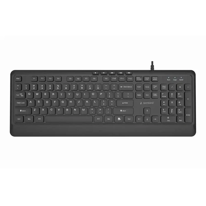 Gembird KB-MCH-05 Multimedia USB Keyboard - Slim "chocolate-style", Black, US Layout, USB-A & USB-C